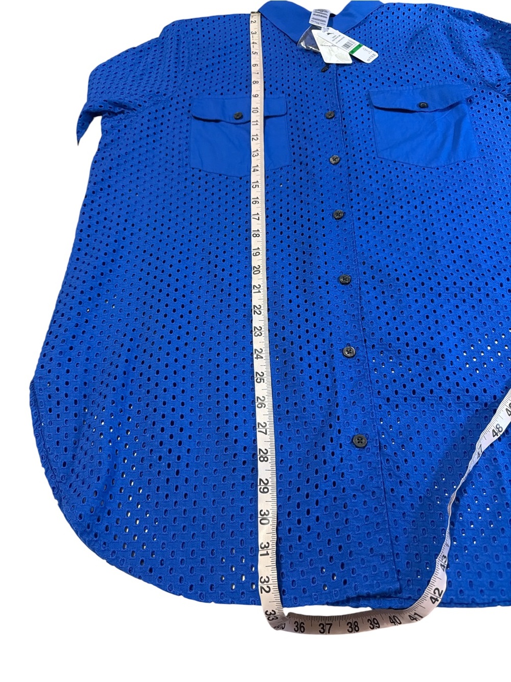 NWT Tommy Bahama Size L Eyelet Cove Boyfriend Shirt Long Sleeves Blue - Picture 10 of 12